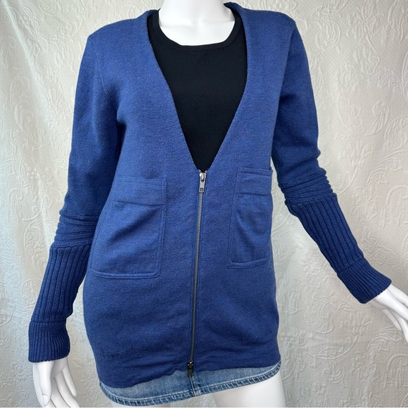 J Crew Zip Cardigan w/Pockets & Chunky Knit Sleeves - Picture 10 of 13